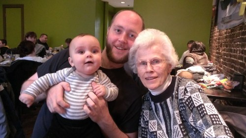 Hanging out with Great Grandma and Uncle Jerome