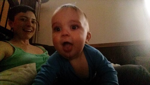 Daddy taught him how to stick his tongue out while I was at work one day.